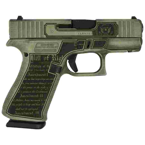 Glock 43X "Trump 24" Crushed Silver Distressed Handgun 9mm Luger 10rd Magazines(2) 3.4" Barrel  Accessory Rail USA Made