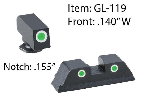 Ameriglo Classic Tritium Night Sight Set  3-Dot for Glock 20 21 29 30 31 32 36 40 41